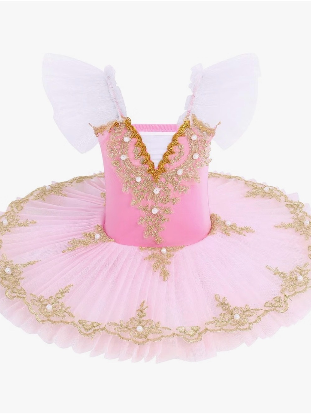 Pink Gold Embellished Ballet Tutu Costume 7-8